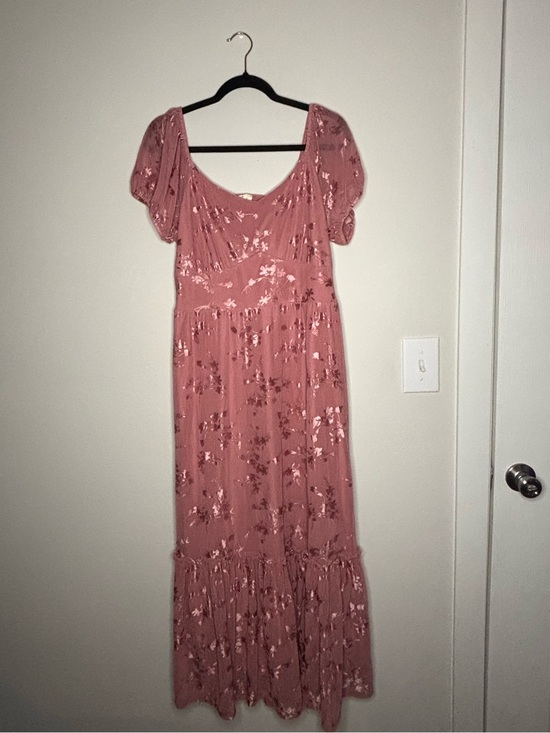 Ember Dresses & Skirts - Floral Dusty Rose Maxi Dress with Puff Sleeves